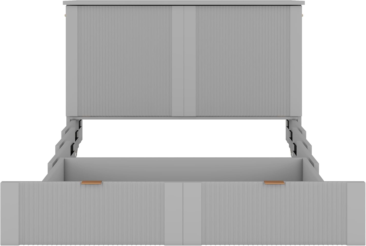 Murphy Bed Wall Bed with Storage Drawers, Foldable Platform Bed, Gray Full Size with USB Ports Q180395