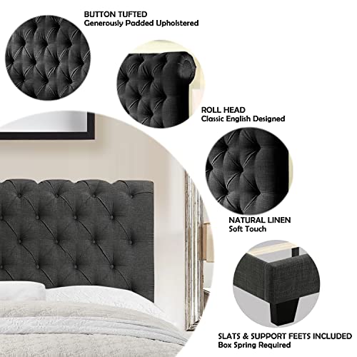 Rosevera Corrine Upholstered Bed Frame with Tufted Headboard, Twin, Natural Y723316