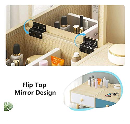 2 Drawers Mini Makeup Vanity Desk with Flip Top Mirror O19895