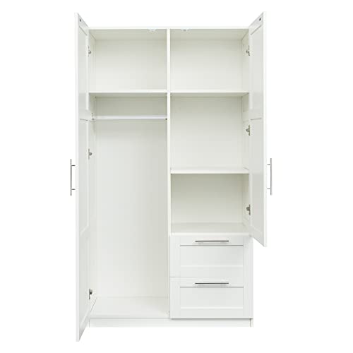 Kitchen Pantry Storage Cabinet with 2 Doors and 2 Drawers, White O87191