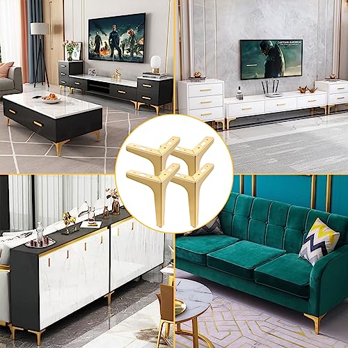 Metal Furniture Legs 7Inch, 4 PCS Triangle Gold Sofa Legs for Cabinet Table H5976