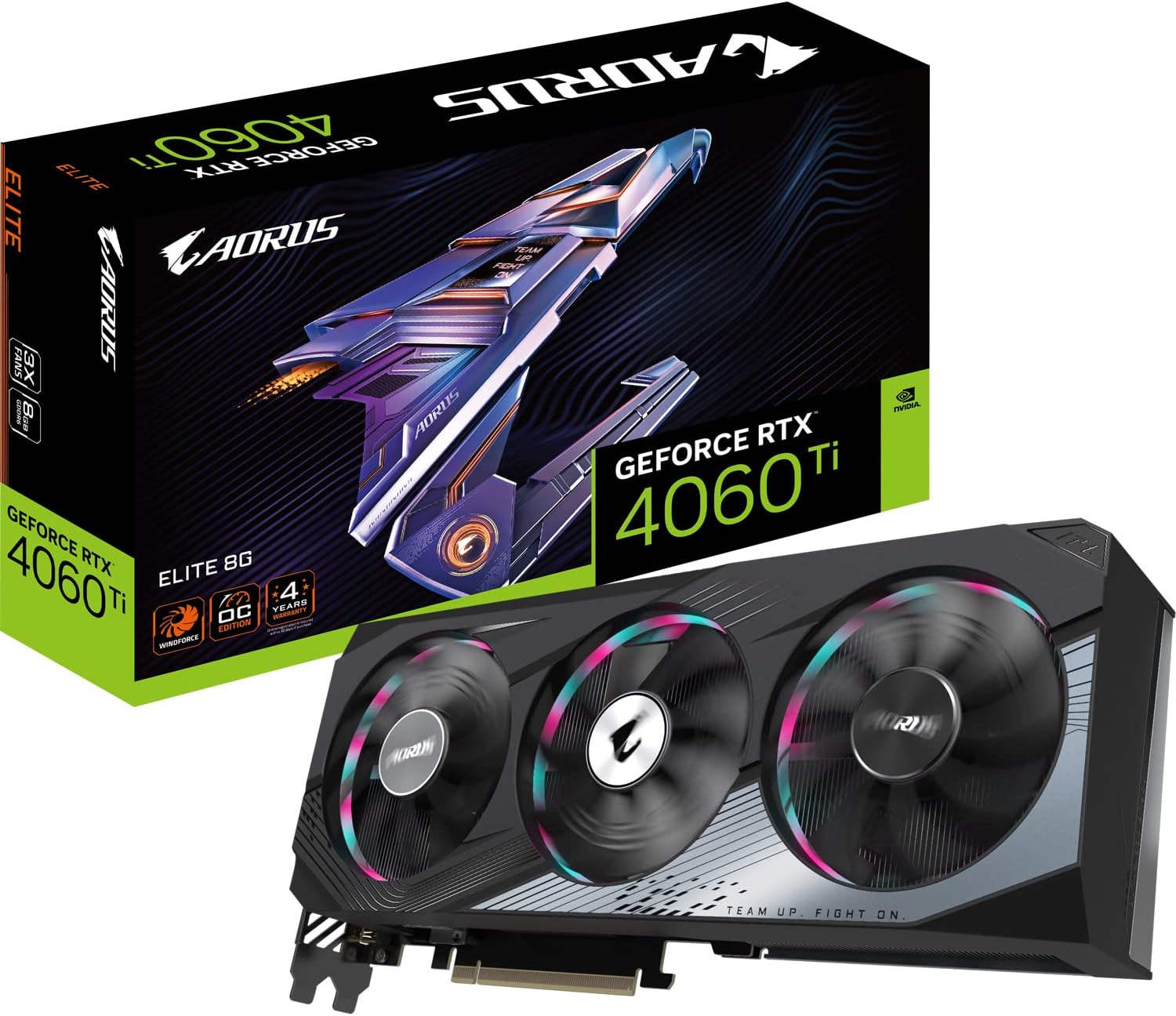 Gigabyte GeForce RTX 4060 TI AORUS ELITE 8GB Graphics Card - 8GB GDDR6 18Gbps 128bit, PCI-E 4.0, 2X DisplayPort 1.4, 2X HDMI 2.1a, NVIDIA DLSS 3, Supports 4K, Ada Lovelace Arch, GV-N406TAORUS E-8GD