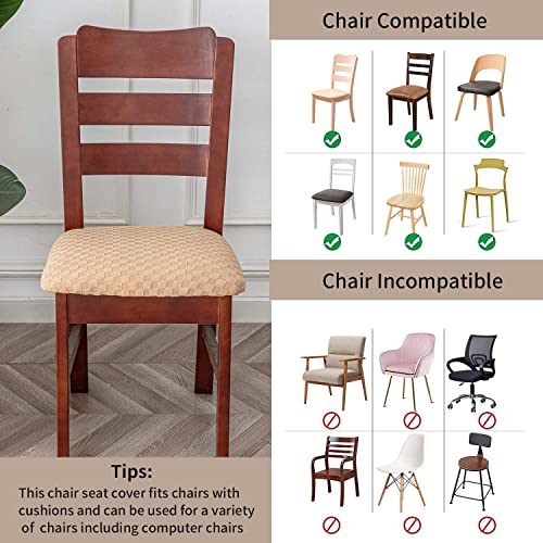 Waterproof Jacquard Dining Chair Seat Covers (4, Ivory) G485