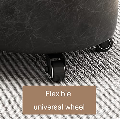 ZHOUXIAO Rolling Ottoman Stool with Wheels, Leather Swivel Caster Seat for Garage T893