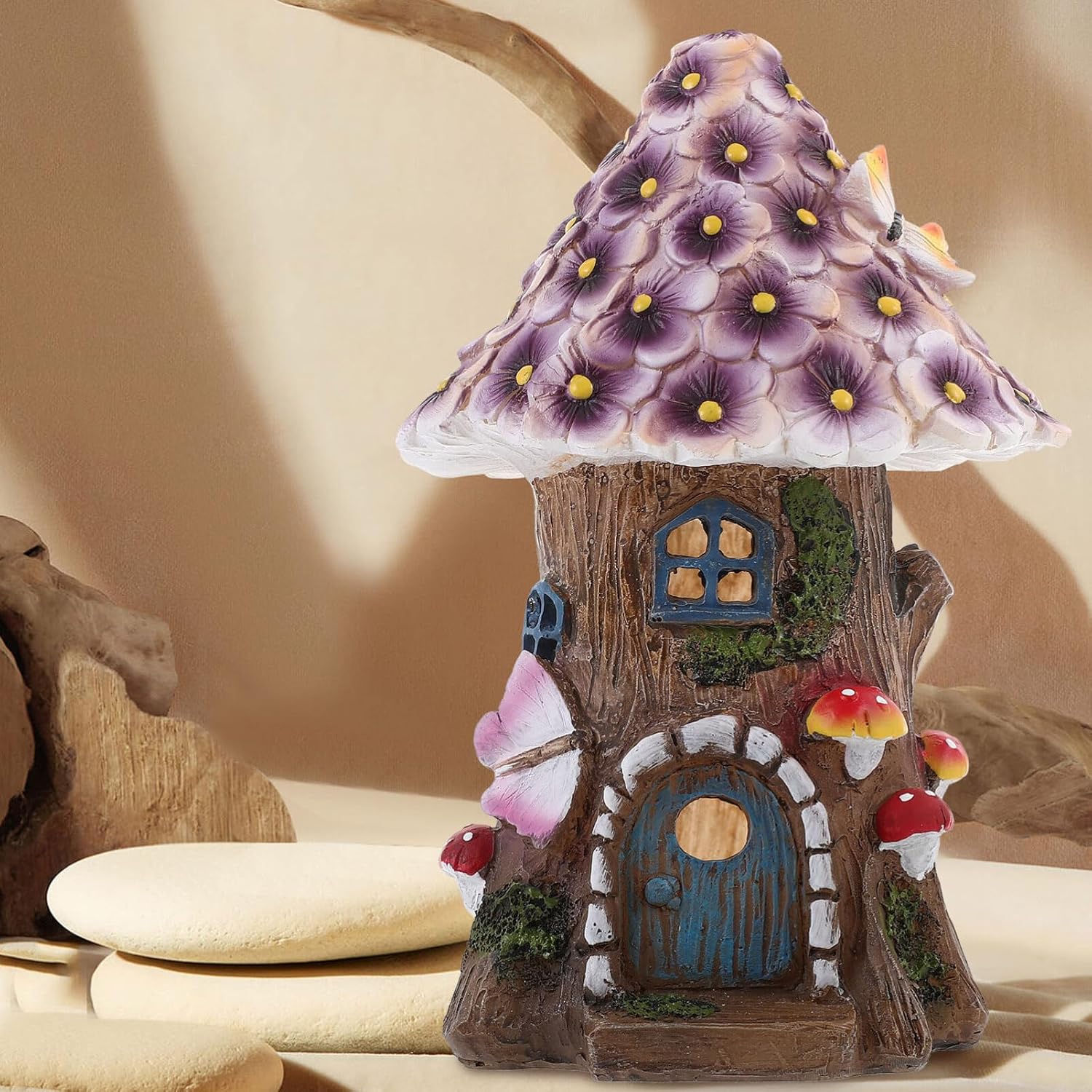OSALADI Solar Mushroom House Decoration for Garden Lawn D640