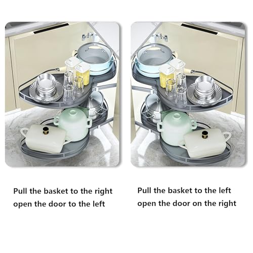 Spice Rack 2-Tier Grey Left Hand Corner Pull Out Shelf L761
