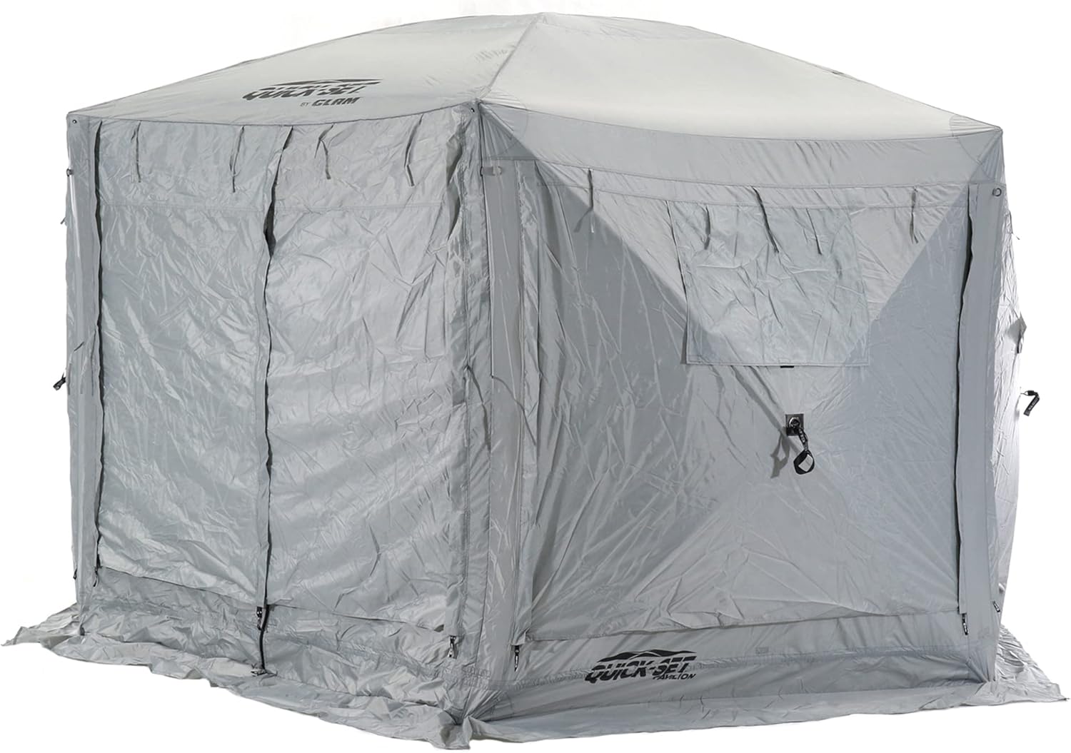 CLAM Quick-Set Pavilion 12.5 x 12.5 Ft Pop-Up Camping Screen Tent with Carry Bag, Gray F1686