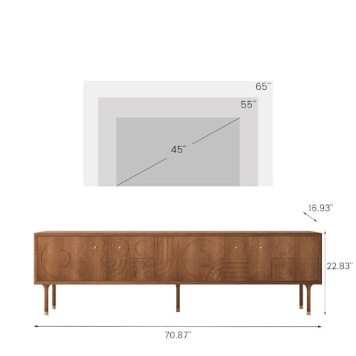 POVISON Mid-Century Modern TV Stand with Storage, Walnut, 70.87" Y977333