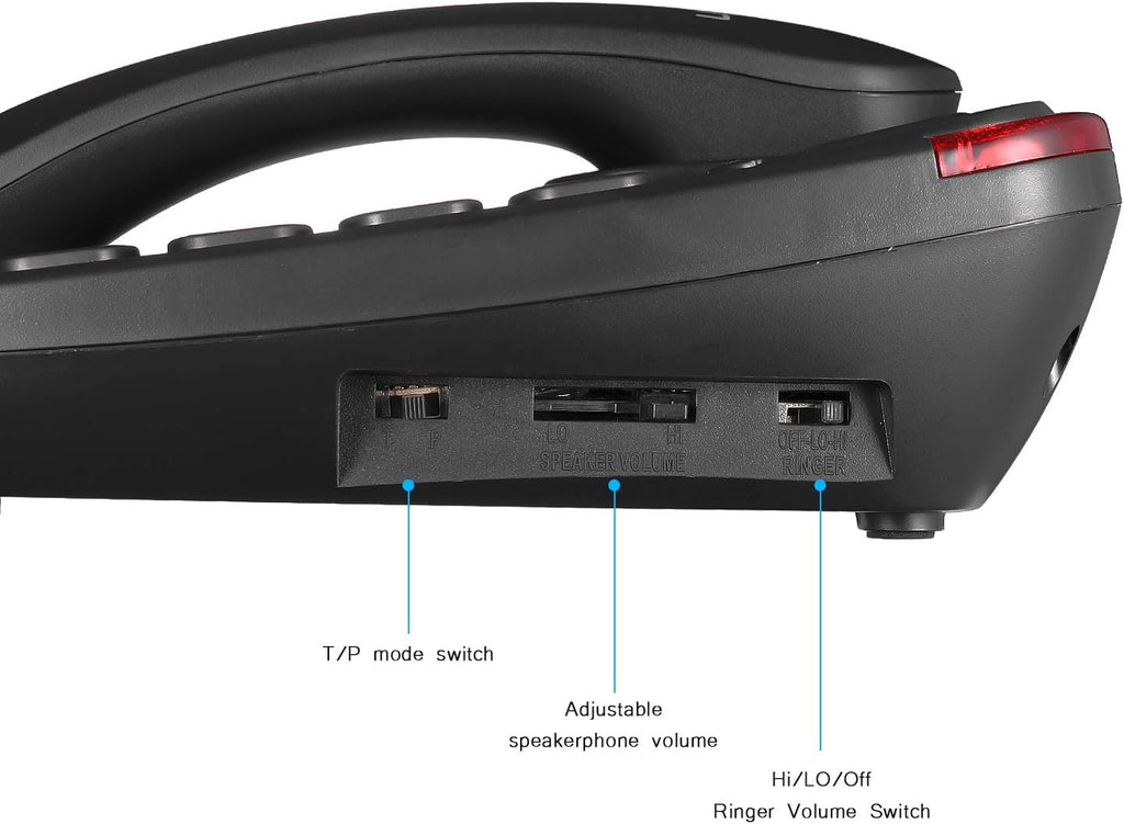 Big Button Corded Telephone with Speaker, Desk Phone (Black) V26529