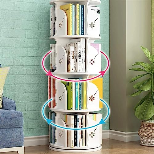 Flexible Bookcases 360° Rotating Bookshelf Wooden Standing Bookcase Corner Book Rack (Brown 40 * 160cm) X977
