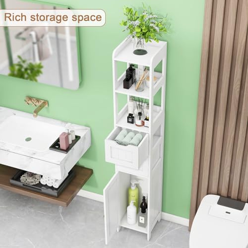 Bathroom Storage Cabinet with Door and Adjustable Shelf, White Q615