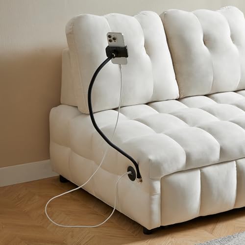 48" Convertible Sleeper Sofa Couch Bed, 3-in-1 Velvet Tufted, Grey N793378