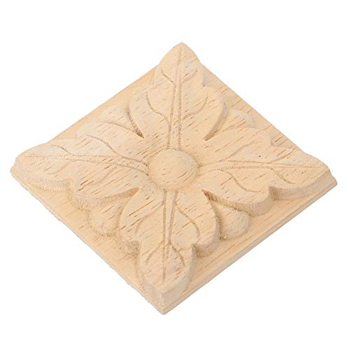 Jerliflyer 4pcs Square Wood Appliques for Furniture Cabinet Doors Y1195