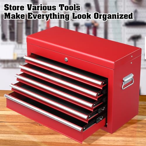 Winado 24" Portable Tool Box, 5 Drawers, Lockable Metal Tool Chest S57529
