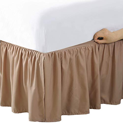 Bed Maker’s Never Lift Your Mattress Microfiber Wrap-Around Bed Skirt, Gathered Ruffled Style, Classic 14 Inch Drop Length, King, White