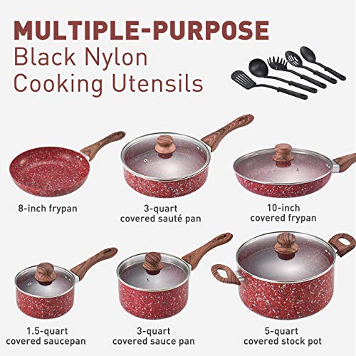 KOCH SYSTEME CS 16-Piece Nonstick Cookware Set, Grey Granite, Induction Compatible Q920