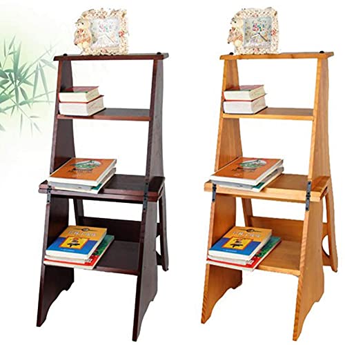 Folding Step Stool 2 in 1 Lightweight 4-Step Ladder Chair Wood Color B6941