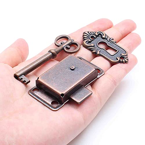 Antique Bronze Cabinet Lock with Key and Mounting Screws Y945