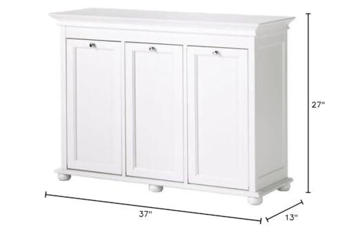 Hampton Bay 37 Inch White Triple Tilt Out Bathroom Hamper C4323
