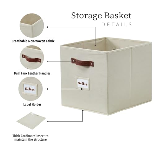 DECOMOMO Fabric Storage Cubes with Label Holders, 6 Pack, Grey W292208