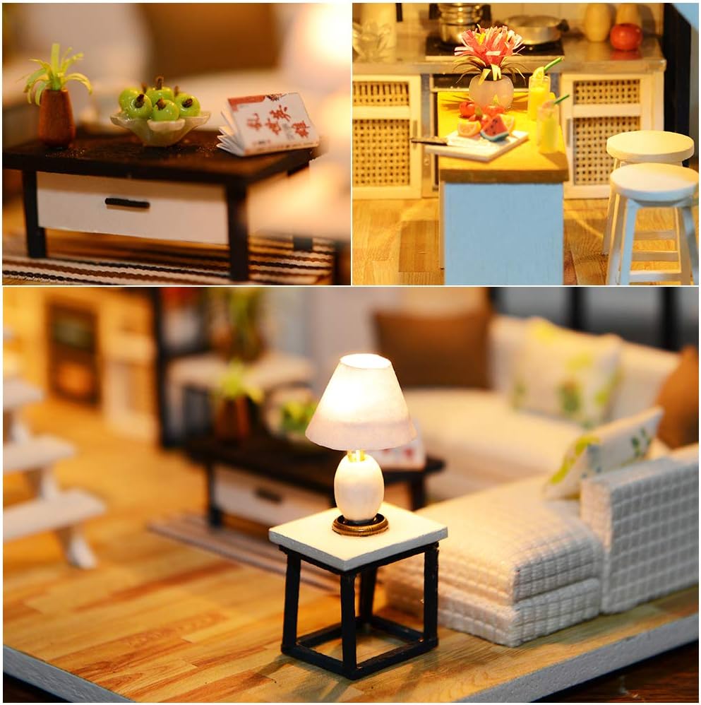 CUTEBEE Dollhouse Miniature DIY Kit with Furniture, 1:24 Scale H1709