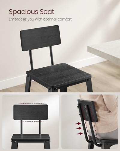 VASAGLE Set of 2 Bar Stools with Back, Steel Frame, Industrial Style, Ash Black and Ink Black I1524