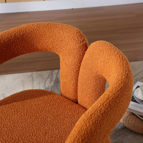 Round Armchair with Wide Upholstered Seat for Living Room Bedroom Office, Rose Red C797382