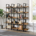 5 Tier Bookcase Home Office Open Bookshelf, Vintage Industrial Style Shelf with Metal Frame, MDF Board