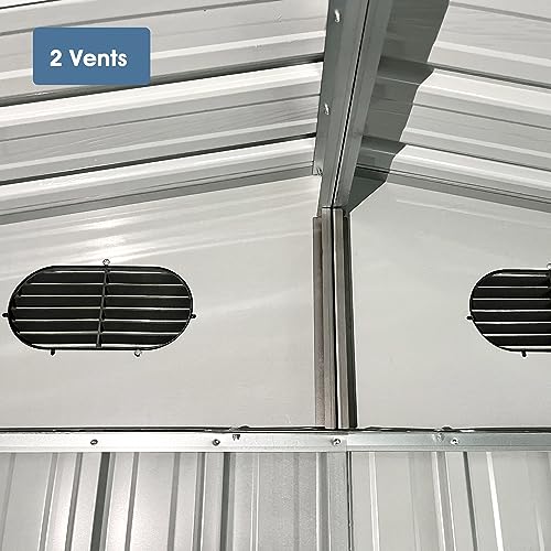 Outdoor Storage Shed 8x6 FT Metal Garden Shed with Lockable Sliding Doors, Dark Gray X9612