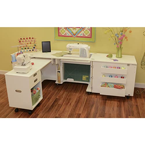 Kangaroo Sewing Furniture Aussie Sewing Cabinet with Quilt Blocks - Ash White I97430