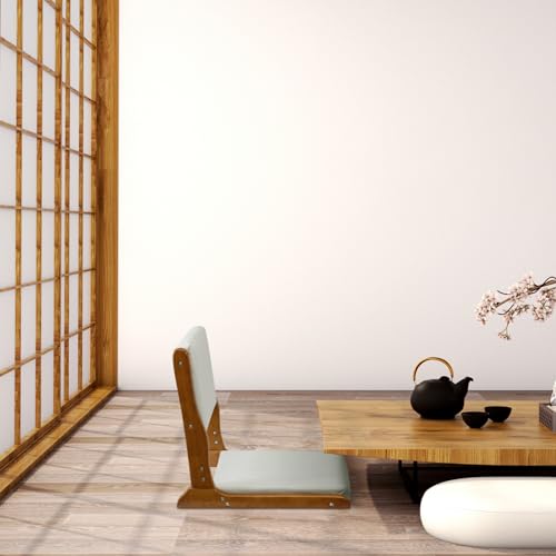 HollyHOME Floor Chair with Back Support Foldable Japanese Tatami Chair Beige F11303