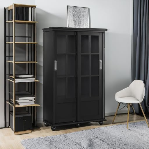 Ameriwood Home Aaron Lane Bookcase with Sliding Glass Doors, Red F651900