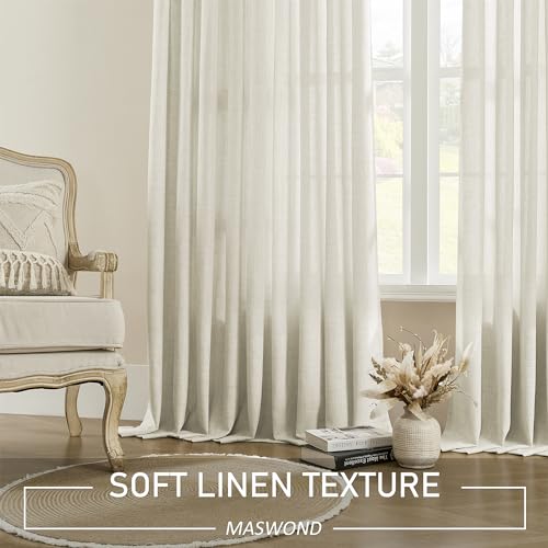 Taupe Linen Pinch Pleated Curtains 96 Inches Light Filtering for Living Room X6508