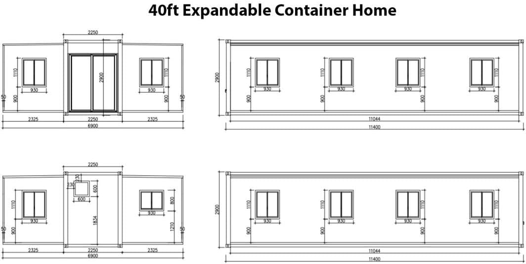 40FT Tiny House 3 Bedroom 1 Bathroom with Kitchen, Foldable Steel Frame Mobile Home I26637