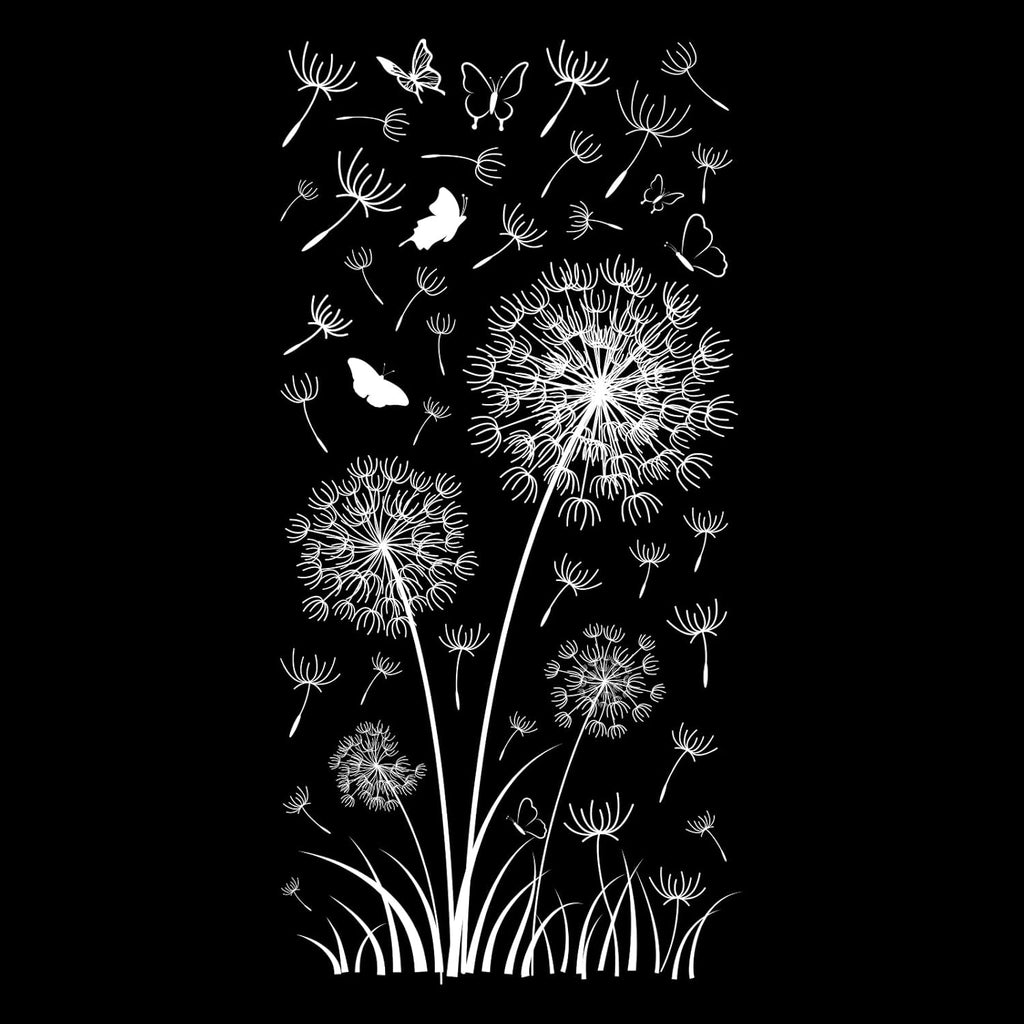 White Dandelion Window Clings Butterfly Sticker Self-Adhesive DIY Decals for Home Glass Door Decor T466634