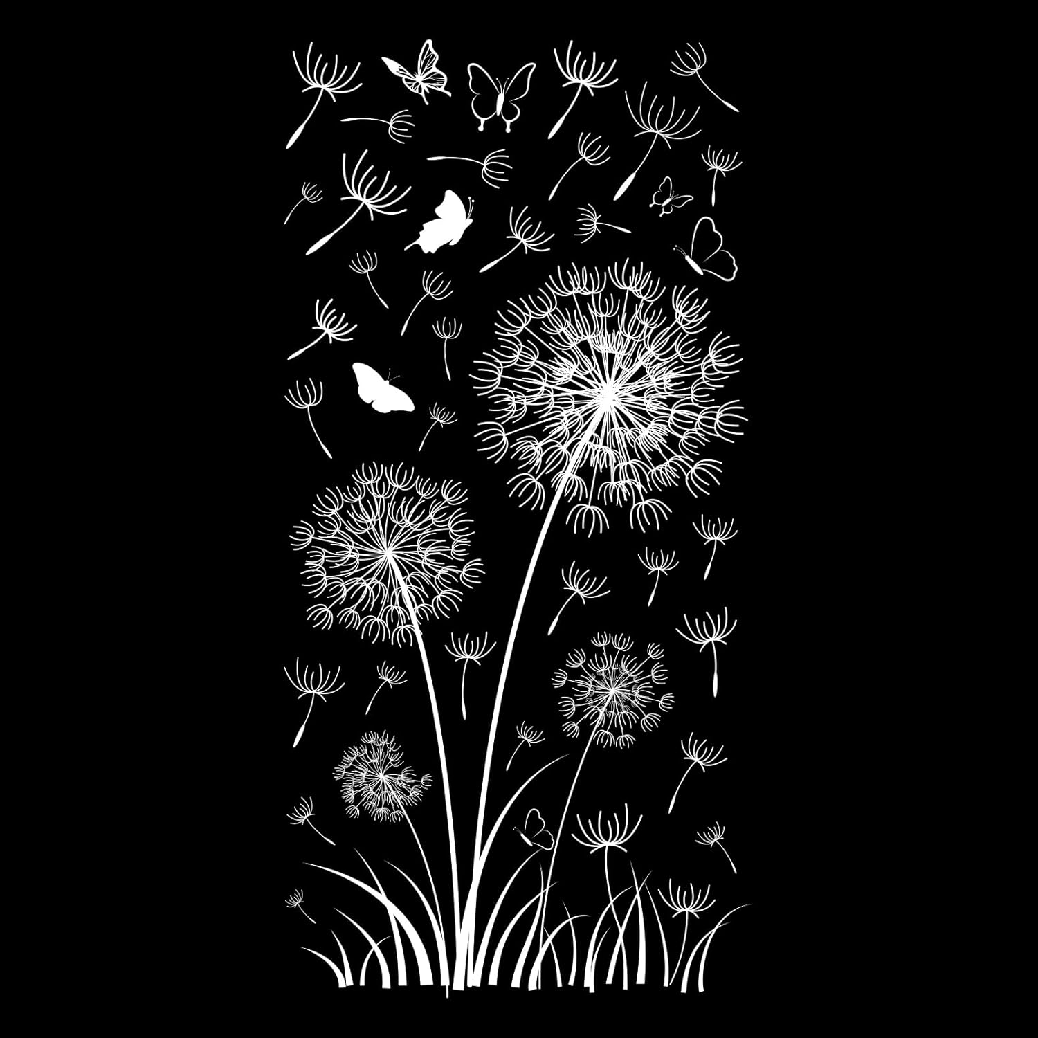 White Dandelion Window Clings Butterfly Sticker Self-Adhesive DIY Decals for Home Glass Door Decor T466634