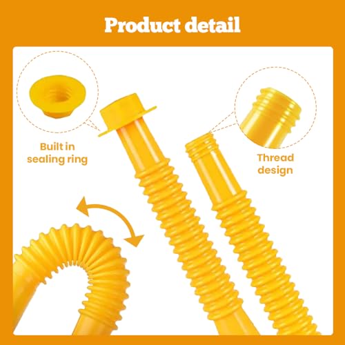 Gas Can Spout Replacement Kit, Universal Anti-Spill Nozzle with Flexible Hose, Fits 1-10 Gal Cans G58249
