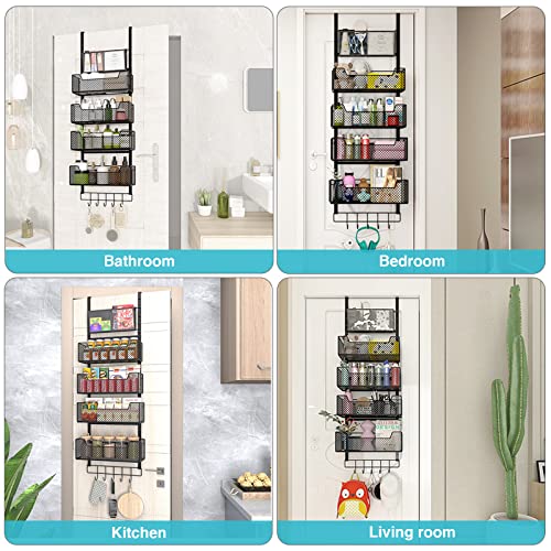 Adjustable Over The Door Organizer with 4 Metal Baskets, White H46810