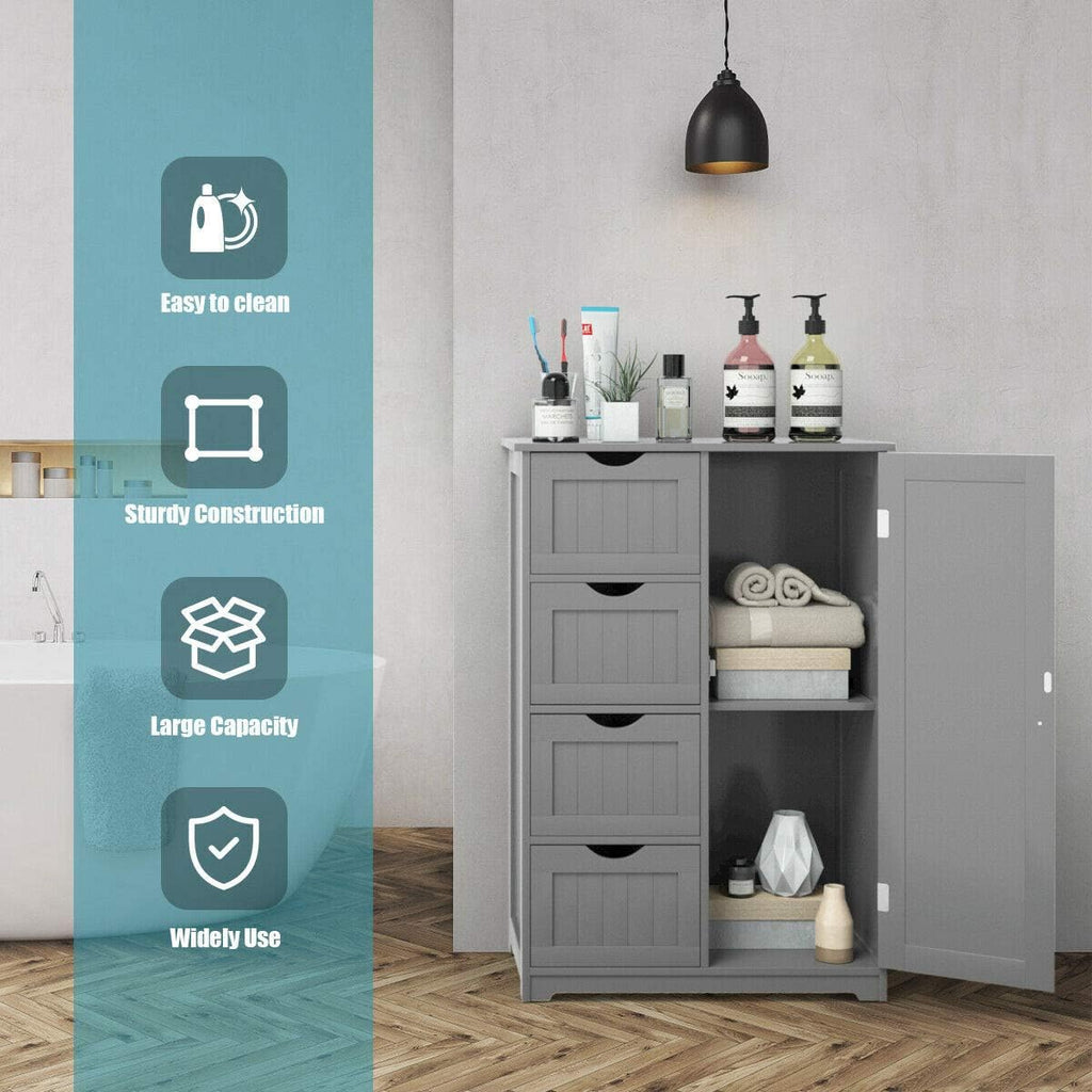 Freestanding Bathroom Floor Cabinet with 4 Drawers Grey U60304