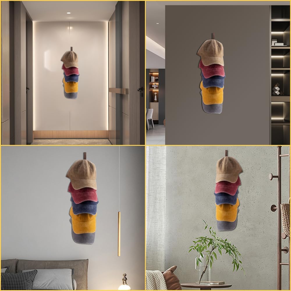 Wall Mounted Wooden Hat Rack for Baseball Caps, 3 Pack Q8953