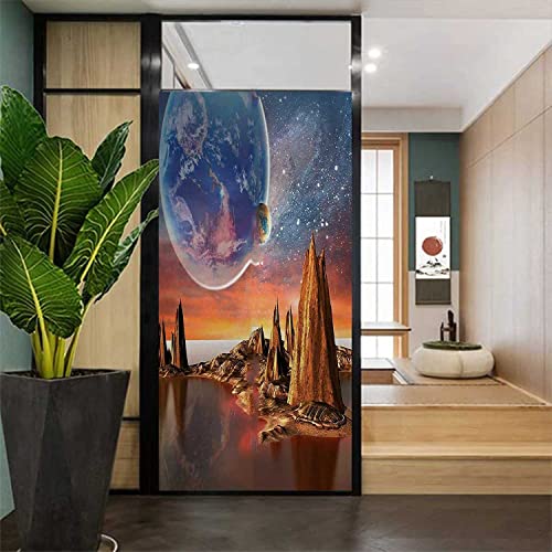 One Way Window Film Privacy Day and Night Earth Blue, 23.6 x 35.4 inch N112338