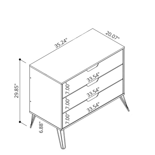 Manhattan Comfort Rockefeller Mid Century Modern 3-Drawer Dresser Set, Grey D4367