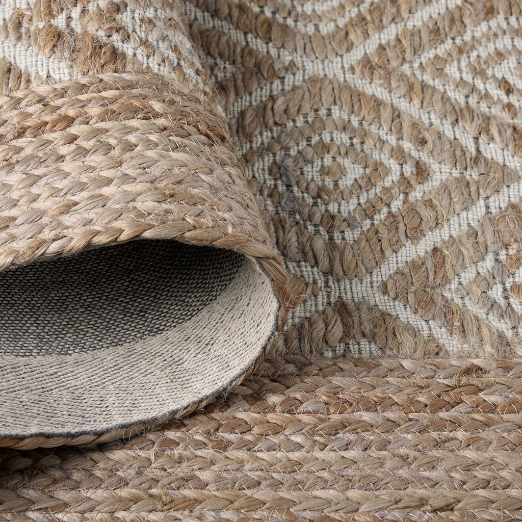 TOWN & COUNTRY TERRA Nalani Textured Diamond Hand-Knotted Jute Area Rug, Brown, 6'x9' Y381