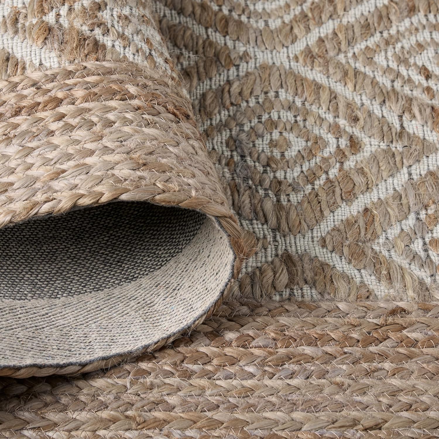 TOWN & COUNTRY TERRA Nalani Textured Diamond Hand-Knotted Jute Area Rug, Brown, 6'x9' Y381