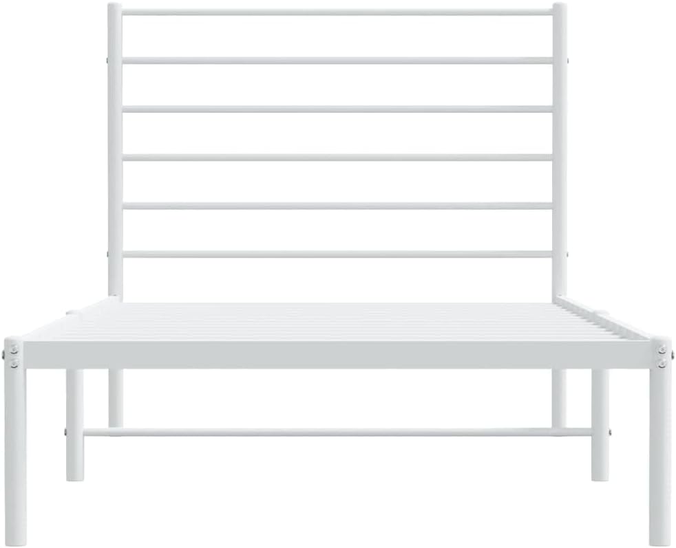 Asomie Metal Bed Frame with Headboard White I247478