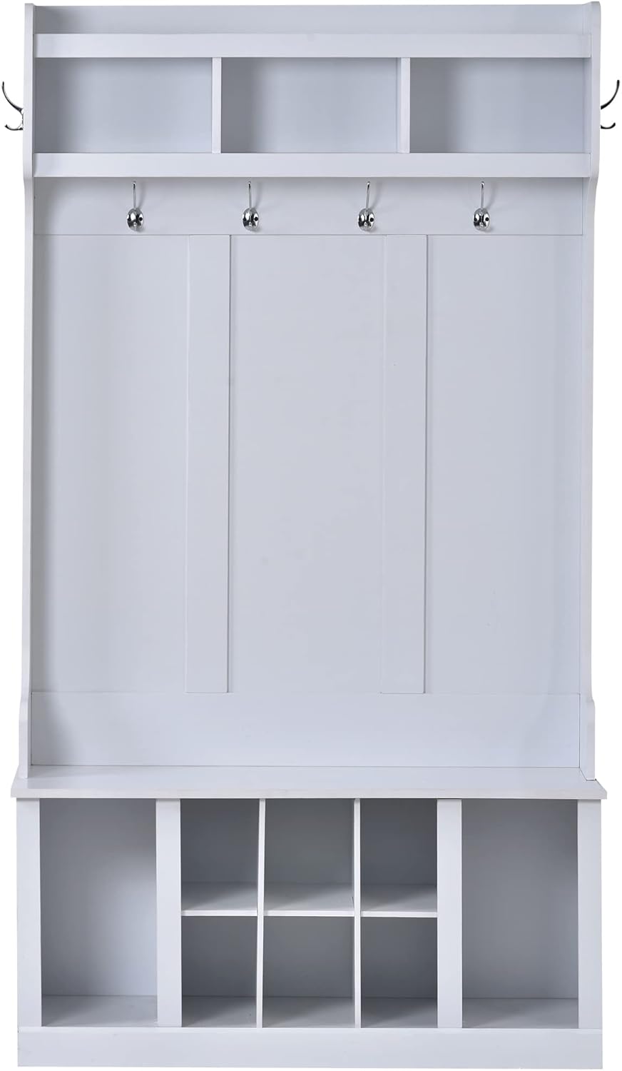 NicBex Hall Tree with Bench and 6 Hooks, White X571