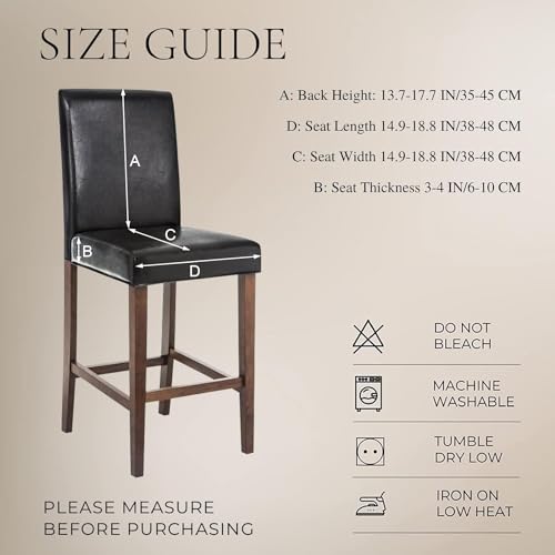 SearchI Waterproof PU Bar Stool Covers Set of 2, Removable Washable, for Kitchen Dining K417470