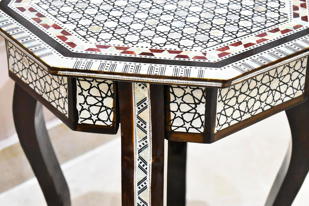 Mother of Pearl Moroccan Wood Octagonal Coffee Table V998