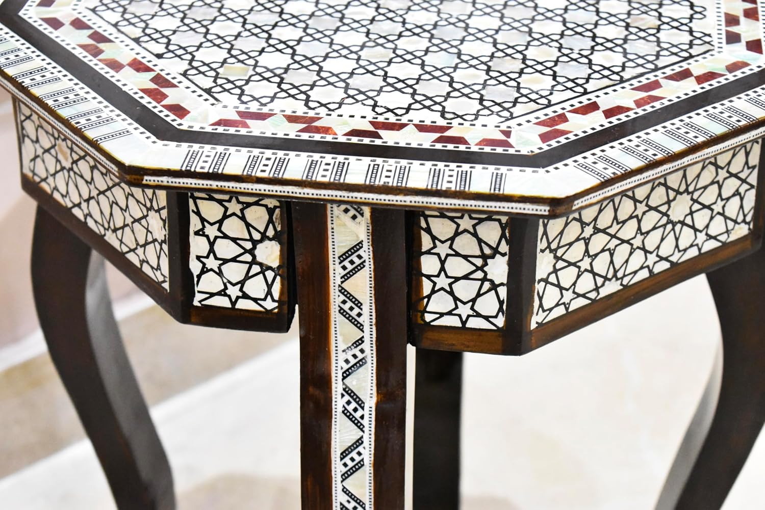 Mother of Pearl Moroccan Wood Octagonal Coffee Table V998