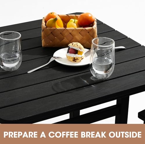 SERWALL 5 Pieces Adirondack Bar Chairs Set with Bar Pub Table, Outdoor Patio Furniture, Black M46444